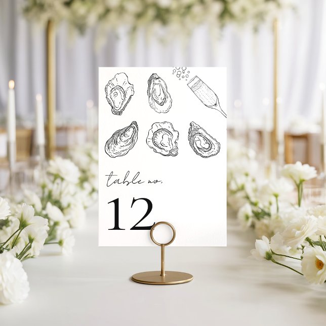 Numéro De Table Huîtres tirées Champagne Table de mariage Fruits d (Créateur téléchargé)