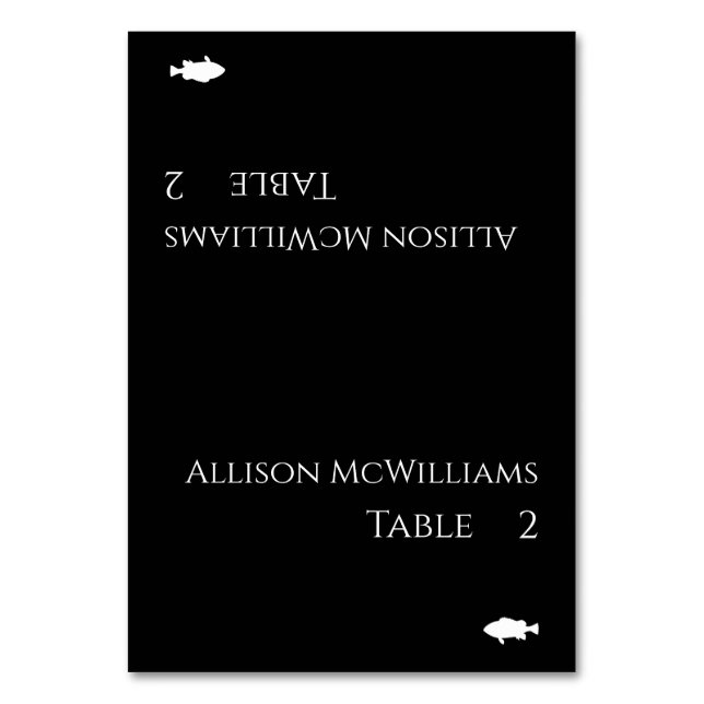 Numéro De Table Icône de poisson noir et blanc-moderne- (Par défaut)