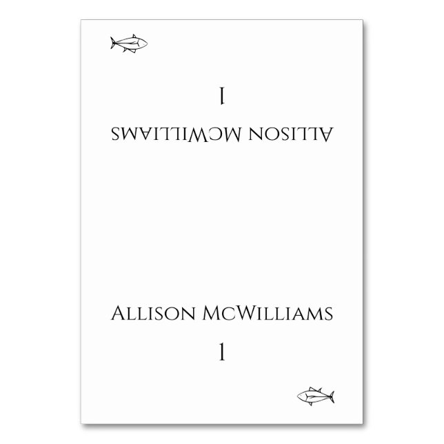 Numéro De Table Icône de poisson noir et blanc-moderne- (Par défaut)