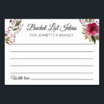 Numéro De Table Idées de liste de regroupement Automne Automne Car<br><div class="desc">Ces belles cartes personnalisées de liste de seau seront le complément parfait à votre réception de mariage ou douche de mariage/couple. Ce design présente des fleurs d'aquarelle bordeaux et de l'espace pour que les invités laissent leur liste d'idées de lieux ou d'activités pour les jeunes mariés à faire dans leur...</div>