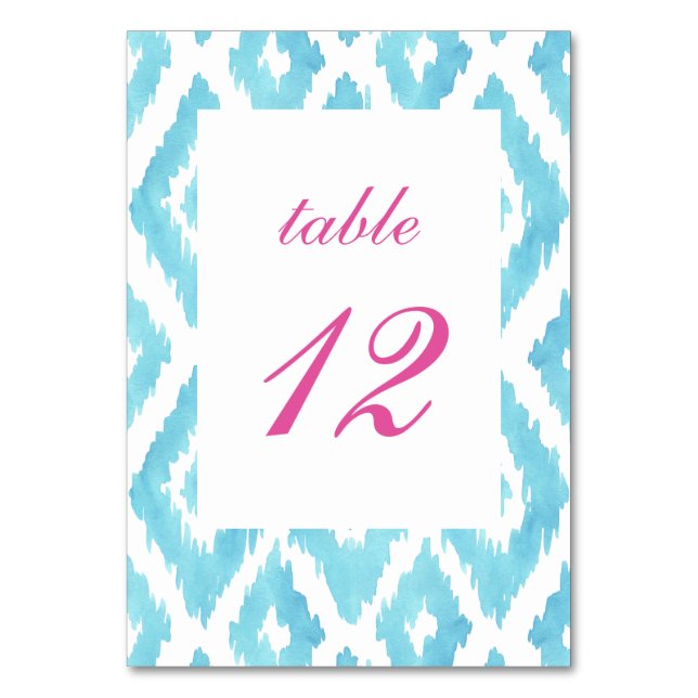 Numéro de table Ikat bleu turquoise (Par défaut)