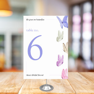 Numéro De Table Il me donne des papillons Fête des mariées minimal