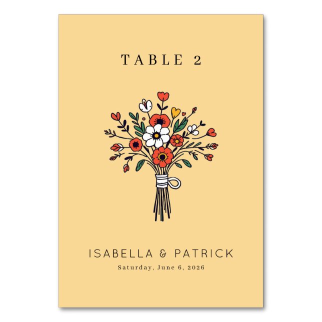 Numéro De Table Illustration de bouquet floral beige joyeux (Par défaut)