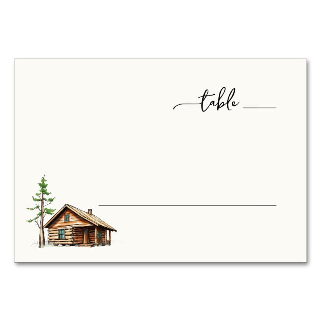 Numéro De Table Illustration de cabane à l'aquarelle marron cosy (Devant)