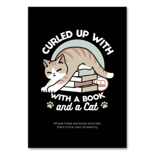 Numéro De Table Illustration de chat Lover - Curled Up & Cosy