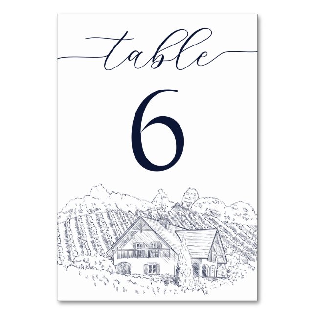 Numéro De Table Illustration élégante de vignoble pour mariage de  (Par défaut)