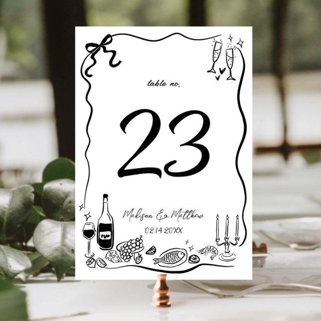 Numéro De Table Illustrations dessinées à la main Doodles Wedding  (Créateur téléchargé)