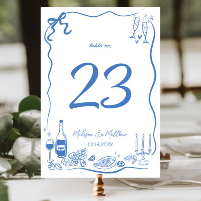 Numéro De Table Illustrations Dessins à Main Fête de Mariage (Créateur téléchargé)