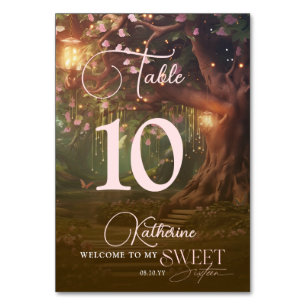 Numéro De Table Imaginaire Bois Enchantée Forêt Glow Sweet 16