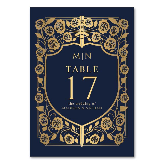 Numéro De Table Imaginaire médiéval du Bouclier bleu Mariage Monog (Par défaut)