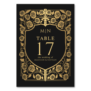 Numéro De Table Imaginaire médiéval du Bouclier noir Mariage de mo