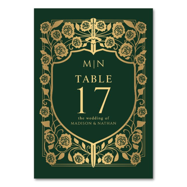Numéro De Table Imaginaire médiéval du bouclier vert Mariage de mo (Par défaut)