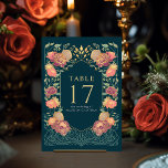 Numéro De Table Imaginaire turquoise Enchanted Mariage de jardin<br><div class="desc">Célébrez avec cet Imaginaire Enchanted Garden Wedding design. Ce design conviendra parfaitement aux couples à la recherche d'une esthétique moderne et capricieuse. Le design sur le dos de l'invitation n'est PAS de la vraie feuille d'or. Les articles sont imprimés exactement comme ils apparaissent sur votre écran lorsque vous ajoutez au...</div>