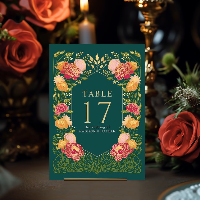 Numéro De Table Imaginaire Vert Enchantée Mariage de jardin (Créateur téléchargé)