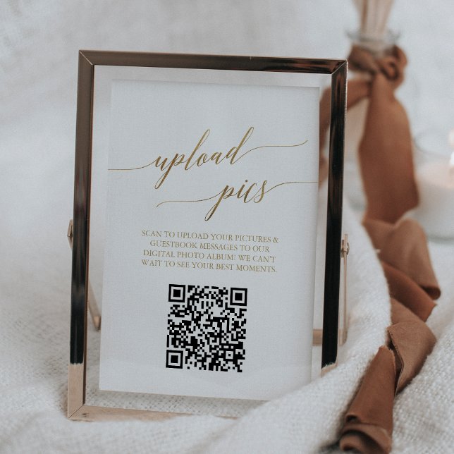 Numéro de table imprimable QR Code photo or élégan (Elegant Gold Printable Table Number Photo QR Code)