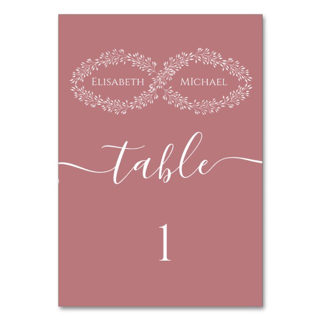 Numéro De Table Infinity poussiéreux rose botanique romantique élé (Par défaut)