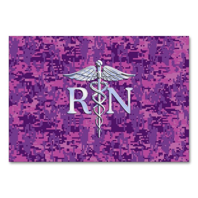 Numéro De Table Infirmière autorisée RN Caduceus sur Camo rose (Devant)