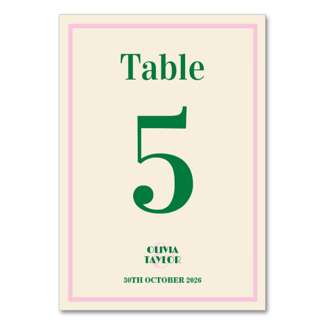 Numéro De Table Informations de mariage rayées rétro modernes  (Par défaut)