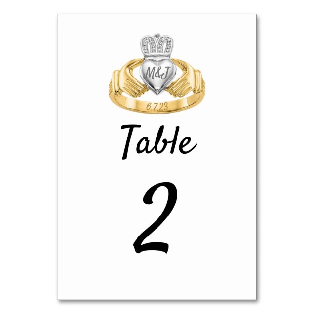 Numéro De Table Initiales du Mariage de l'anneau de Claddagh et nu (Par défaut)