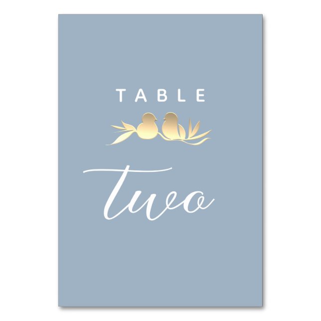 Numéro De Table Inséparables bleu poussiéreux et or (Par défaut)