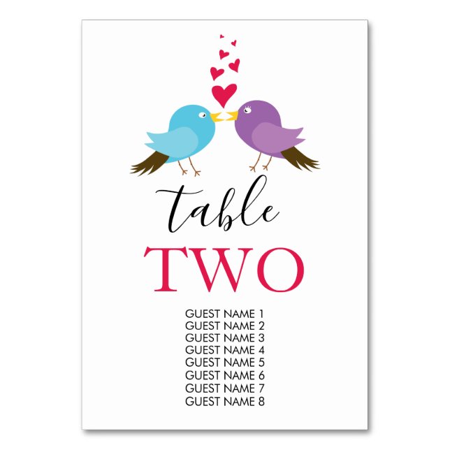 Numéro De Table Inséparables et coeurs Nom des invités Mariages (Par défaut)