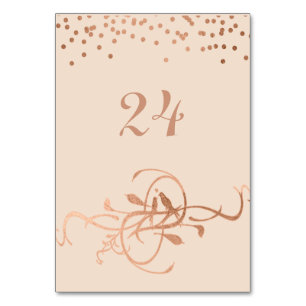 Numéro De Table Inséparables rose Gold Foil Numéros de tableau