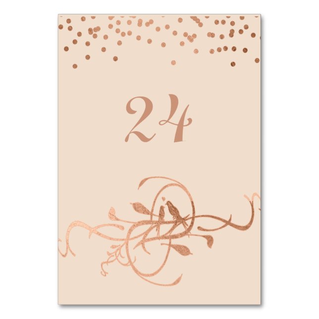 Numéro De Table Inséparables rose Gold Foil Numéros de tableau (Par défaut)