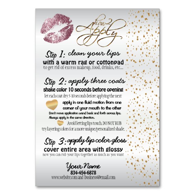 Numéro De Table Instructions pour l'application Rose & Gold Lip (Par défaut)