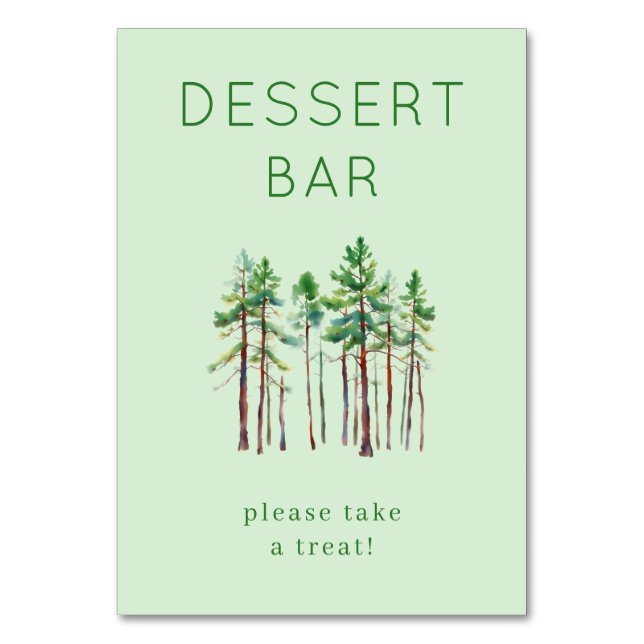 Numéro De Table Invitation aux pins à l'aquarelle verte (Par défaut)