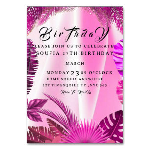 Numéro De Table Invitation d'anniversaire tropical, Ananas Hawaïen