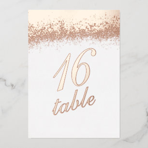 Numéro de table Invitation en feuille de glitter d