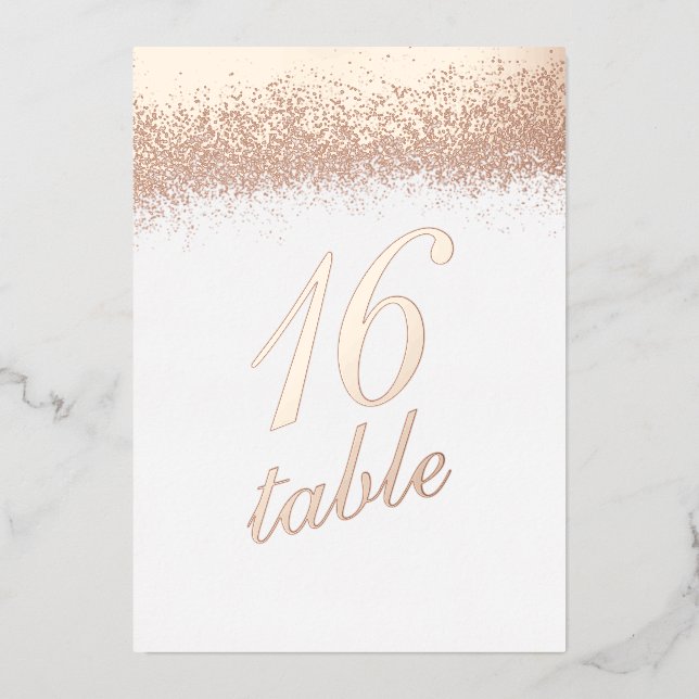Numéro de table Invitation en feuille de glitter d (Recto)