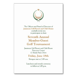 Numéro De Table Invitation Tournoi de golf d'entreprise