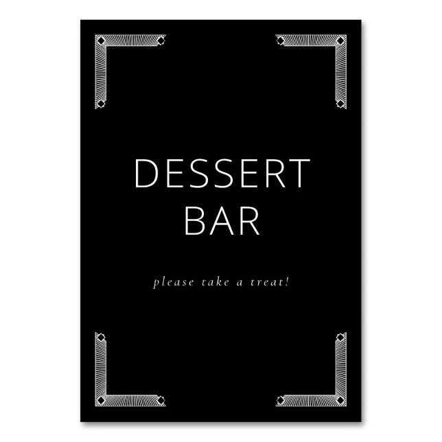 Numéro De Table Inviting Black and White Dessert Bar Sign (Par défaut)