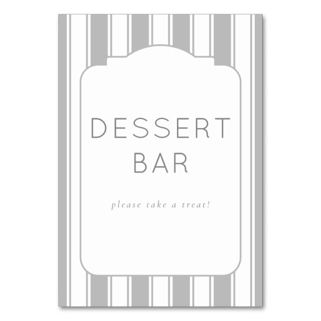Numéro De Table Inviting Gray Minimalist Dessert Bar Sign (Par défaut)