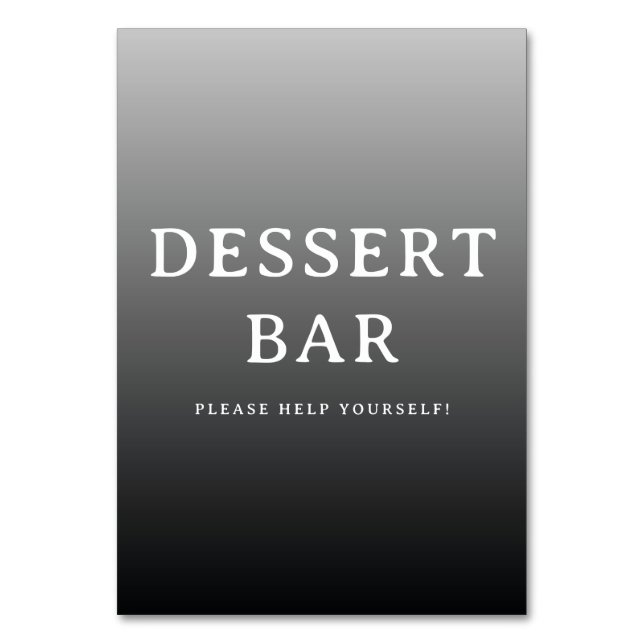 Numéro De Table Inviting Grayscale Minimalist Dessert Bar Sign (Par défaut)
