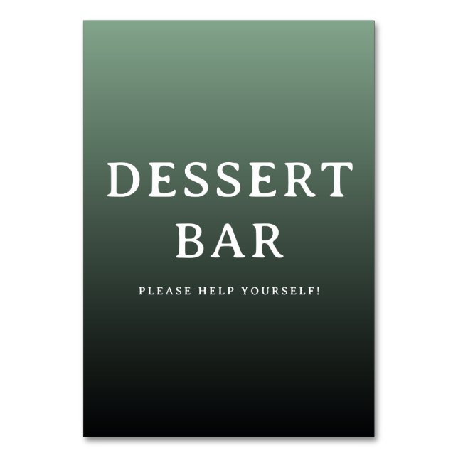 Numéro De Table Inviting Green Gradient Dessert Bar Sign (Par défaut)