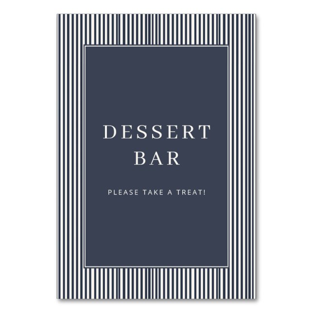 Numéro De Table Inviting Navy Blue Minimalist Dessert Bar Sign (Par défaut)