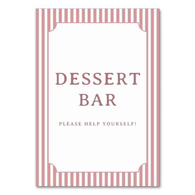 Numéro De Table Inviting Pink Striped Dessert Bar Sign (Par défaut)