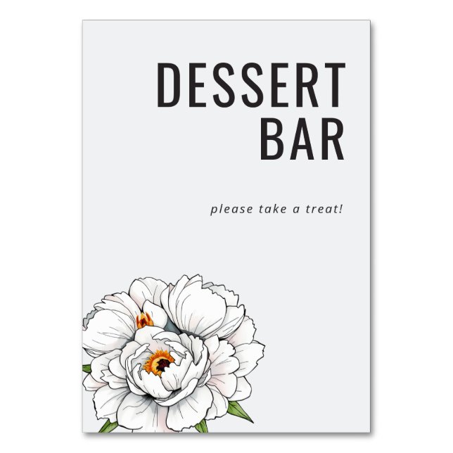 Numéro De Table Inviting White Floral Dessert Bar Sign (Par défaut)