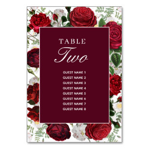 Numéro De Table Itinéraire du Mariage d'aquarelle florale de Bourg