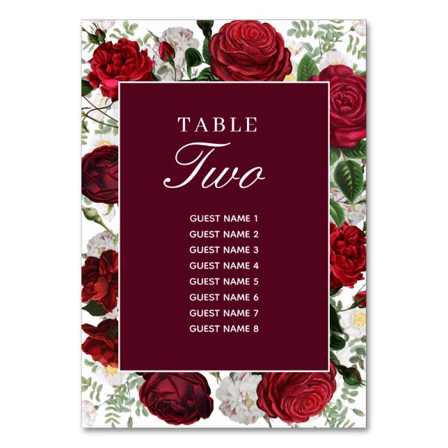 Numéro De Table Itinéraire du Mariage d'aquarelle florale de Bourg (Par défaut)