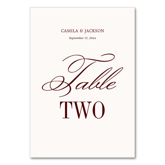 Numéro De Table Ivory and Burgundy Wedding  (Par défaut)