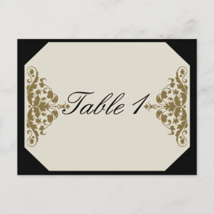 Numéro de table Ivory Black and Gold Mariage damas