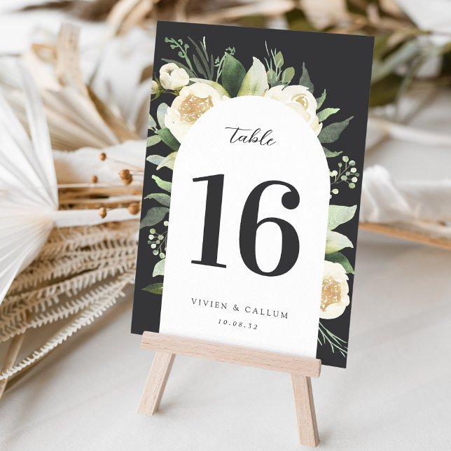Numéro De Table Ivory Bloom | Mariage floral aquarelle (Créateur téléchargé)