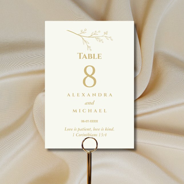 Numéro De Table Ivory Botanical Mariage Chrétien    (Créateur téléchargé)
