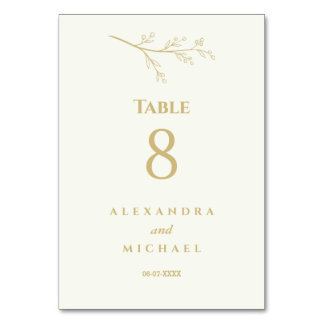 Numéro De Table Ivory Botanical Minimalist Wedding  