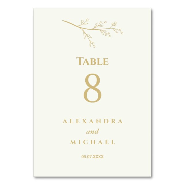 Numéro De Table Ivory Botanical Minimalist Wedding   (Par défaut)