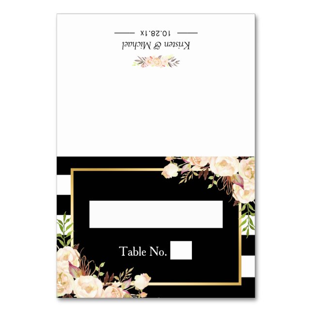 Numéro De Table Ivory Floral noir Grandes Blancs Mariage Place (Par défaut)