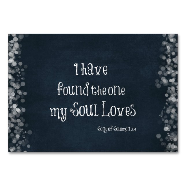 Numéro De Table J'ai trouvé celui que mon âme aime la Bible Verse (Devant)